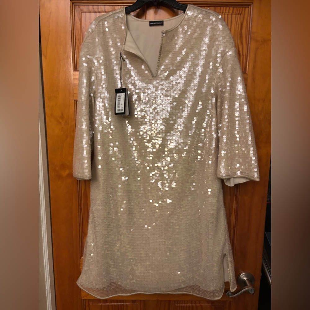 Emporio Armani-sequinned midi dress